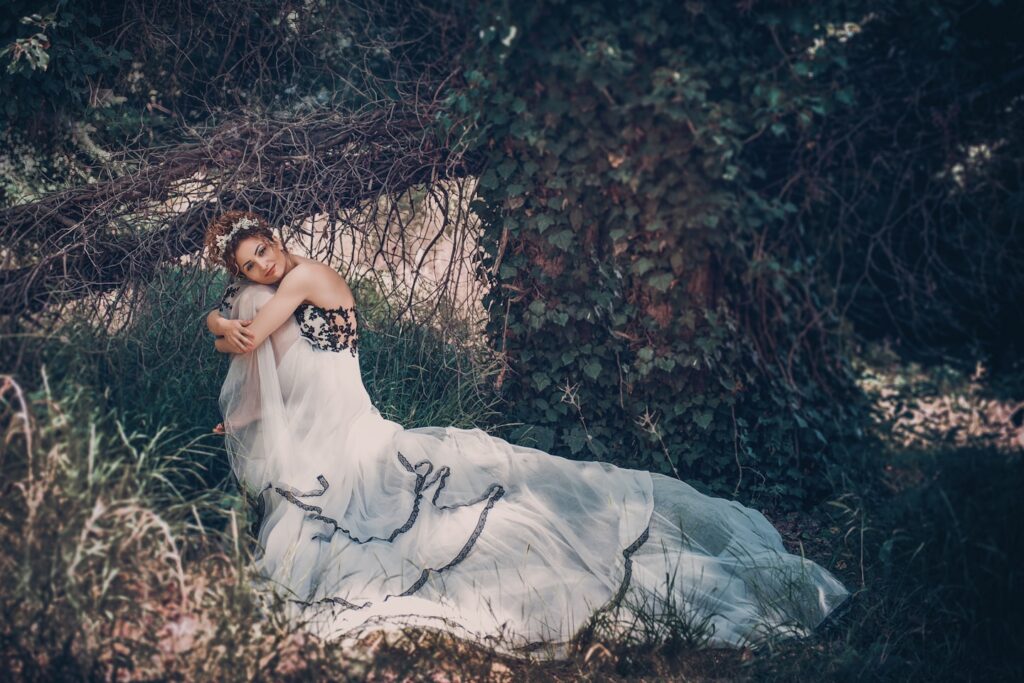 Fantasy girl portrait in fabolous garden