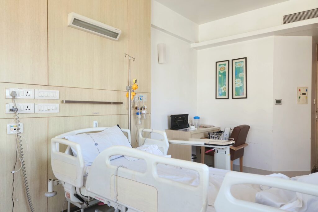Empty hospital bed